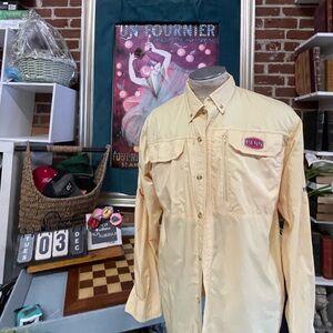 Berkley Long Sleeve Performance Tech Fishing Shirt M Mens Oatmeal Poly